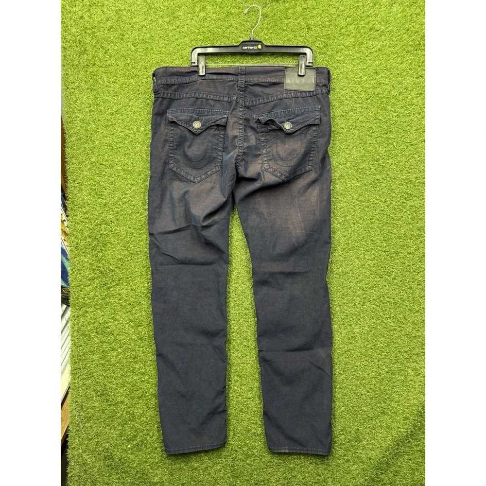 True Religion Jeans Mens‎ 38x34 Geno Relaxed Slim Corduroy Flap Pocket Blue Y2K